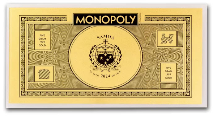 2024 5g Monopoly Gold Foil Note Back