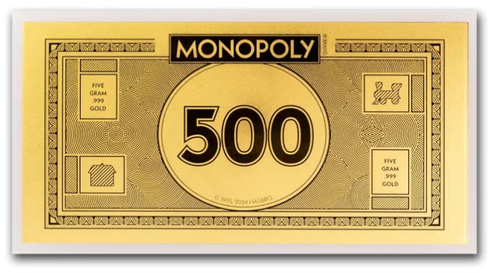 2024 5g Monopoly Gold Foil Note Front