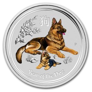 2018 1/2 oz Coloured Lunar Dog Coloured Silver Coin
