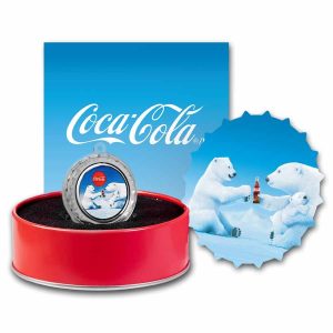 Coca-Cola® 6 gram Ag Polar Bear Bottle Cap Ornament w/ Box