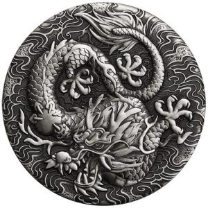 2022 2 oz Australia Chinese Myths and Legends - Dragon .9999 Silver Antiqued Coin