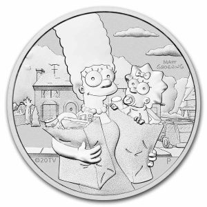 2021 1oz Tuvalu Marge and Maggie BU Silver Coin